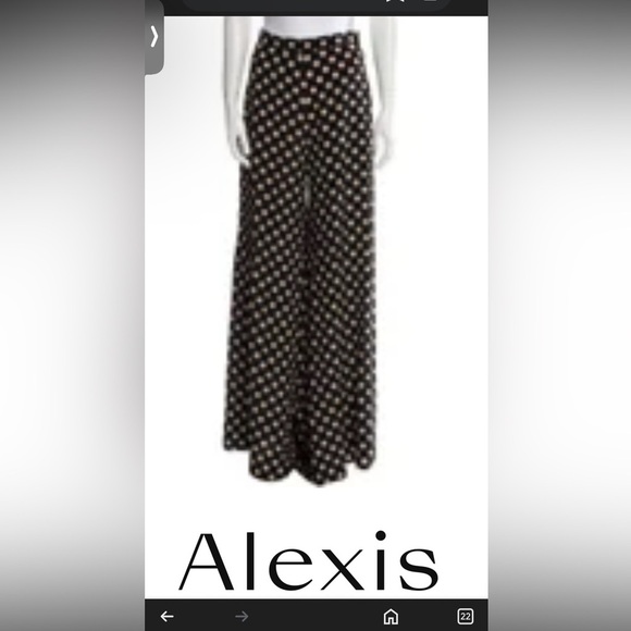 ALEXIS WOMENS XS Black Wide-Leg Pants with Red and White Dots - Picture 1 of 9